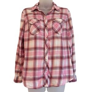 Bit and Bridle Plaid Western Pearl Snap Pink Shirt Sz S Cowgirl Feminine
